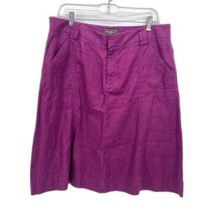 Eddie Bauer 100%‎ Linen Aline Casual Skirt Purple Laid Back Conservative Sz 14